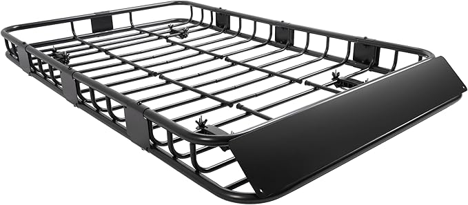 ECOTRIC 59" x 39" x 5.1" Universal Adjustable Roof Rack Cargo Carrier Basket with Extension Heavy Duty Steel Car SUV Top Luggage Storage Holder Basket for Travel 250LBS Weight Capacity