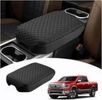 Shademax Center Console Cover for Nissan Titan 2016-2024 Accessories Armrest Cover Cushion Pad Leather Middle Console Cover Car Armrest Seat Box Console Lids Protector (Only for Bucket Seat Console)