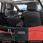 FLORICH Universal Seat Cover Full Set Leather Seat Covers 5 Seats Waterproof Seat Protector Car Seat Cushion Driver Seat Cover Universal Fit for Most Car Truck SUV, Black&Red