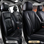 FLORICH Car Seat Covers, Black Leather Car Seat Covers Front Seats, Premium Leatherette Car Seat Cushion for Cars, Automotive Seat Protectors Universal Fit for Most Sedans Cars SUV Trucks