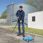17" Pressure Washer Surface Cleaner with 4 Wheels, Coated Blue Stainless Steel Power Washer Surface Cleaner for Driveway Sidewalk, 1/4" Quick Connector, 2 Extension Wand, 4000 PSI