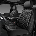 CAR PASS Piping Luxury Leather Two Front Car Seat Covers,Silver Glitter Waterproof Seat Cover Compatible with Front Seat Armrests,Universal Fit for Suvs,Vans,Trucks,Airbag Compatible(Black and Silver)