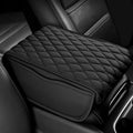 wuyaoyao Car Center Console Cover, 12.13"×8.66"×3.74" Leather Car Armrest Cover with with 2 Side Pockets, Memory Foam Soft Auto Armrest Cushion Pad, Universal Vehicle Arm Rest Protector (Black)