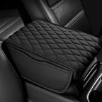 wuyaoyao Car Center Console Cover, 12.13"×8.66"×3.74" Leather Car Armrest Cover with with 2 Side Pockets, Memory Foam Soft Auto Armrest Cushion Pad, Universal Vehicle Arm Rest Protector (Black)