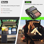 OceanCross Car Rooftop Cargo Carrier Bag, Green Rooftop top Cargo Carrier Bag 15 Cubic feet Waterproof for All Cars with/Without Rack, Includes Anti-Slip Mat, 8 Reinforcement Straps, Luggage Lock