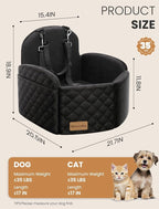 Dog Car Seat for Small/Medium Dogs, Elevated Dog Booster Seat Memory Foam Puppy Car Seat with Washable Cover, Travel Safety Pet Seat for Car with Storage Pockets Up to 35 lbs (Black)