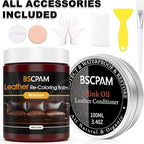 12oz Leather Recoloring Balm & 3.4oz Mink Oil Leather Conditioner kit,Maroon Leather Color Repair Kits for Couches, Leather Couch Paint Scratch Repair for Furniture Car Sofa Shoes Leather Dye