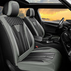 Fit Versa Car Seat Covers Compatible with Nissan Versa 2008-2025 2026 - Full Set Premium Leather， Waterproof Breathable， All-Weather Seat Cushion Protecto&Airbag Compatible （Gray & Black