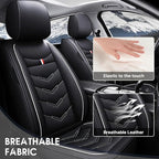Full Set Seat Cover for Toyota Highlander 2001-2025, Waterproof Durable Premium Leather Car Seat Protector, Comfortable Anti-Slip Stylish Sport Seat Cover(5 Seats Standard,Black White)