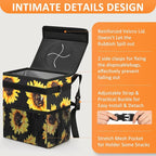 3 Gallons Car Trash Can with Lid, Car Bag Bin Hanging Waterproof Automotive Garbage Cans Leak Proof Vehicle Trash Can Sunflower