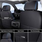 Coverado Chevy Silverado Seat Covers, Faux Leather Seat Covers Fit for Chevy Silverado GMC Sierra 2007-2026 1500, 2015-2026 2500HD 3500HD Crew Double Extended Cab (Front,Blueline)