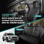 for Toyota RAV4 Seat Covers 2019 2020 2021 2022 2023 2024 2025 RAV 4 Prime & Hybrid XLE LE Limited XLE Premium (Not for XSE/SE Hybrid) - Custom Leather Car Seat Covers Full Set - Black