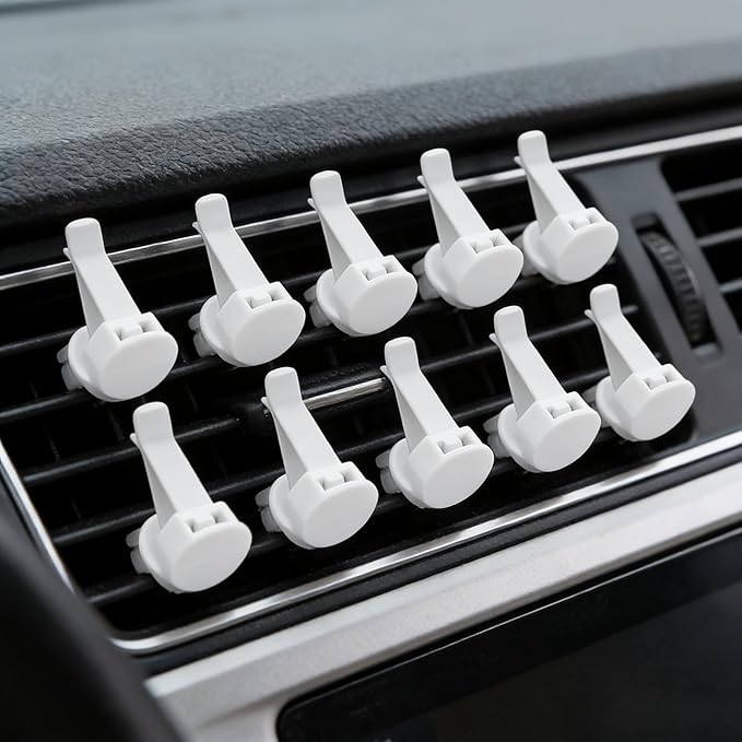 100pcs Air Outlet Clip Vent Clips, Automatic Air Freshener Car Air Conditioner Clips for Home Air Vent Clips Sublimation Air Fresheners Blanks (White)