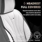 Coverado Front and Back Seat Covers, Waterproof Car Seat Cover, 5 Seat Leather Seat Cover for Cars, Universal Car Seat Protector, Automotive Seat Cover Car Seat Cushion Fit for Most Cars (Gray&White)