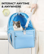 BurgeonNest Top-Expandable Large Cat Carrier, Soft Sided Cat Bag Carrier for Medium Large Pet Up to 15 lbs, Upgraded Small Dog Car Seat, Puppy Travel Bag with Semi-Open Canopy, Blue