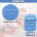 Microfiber Wax Applicator Pads, Car Wax Applicator with Finger Pocket, Buffing & Detail Polishing Foam Pads for Car Cleaning and Fine Polishing (5 inch, 6 Pack)