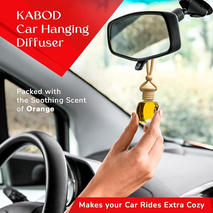 Kabod Citrus Orange Car Air Freshener | Hanging Essential Oil Diffuser | Natural Odor Eliminator | Long-Lasting Fragrance | 10 ml