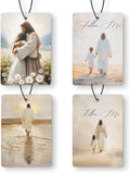 Jesus Christian Car Air Freshener 4 Pcs, Jesus with Children Religious Bible Verse Hanging Air Freshener for Cars Closet Drawer Books, Christian Car Accessories for Women Girls