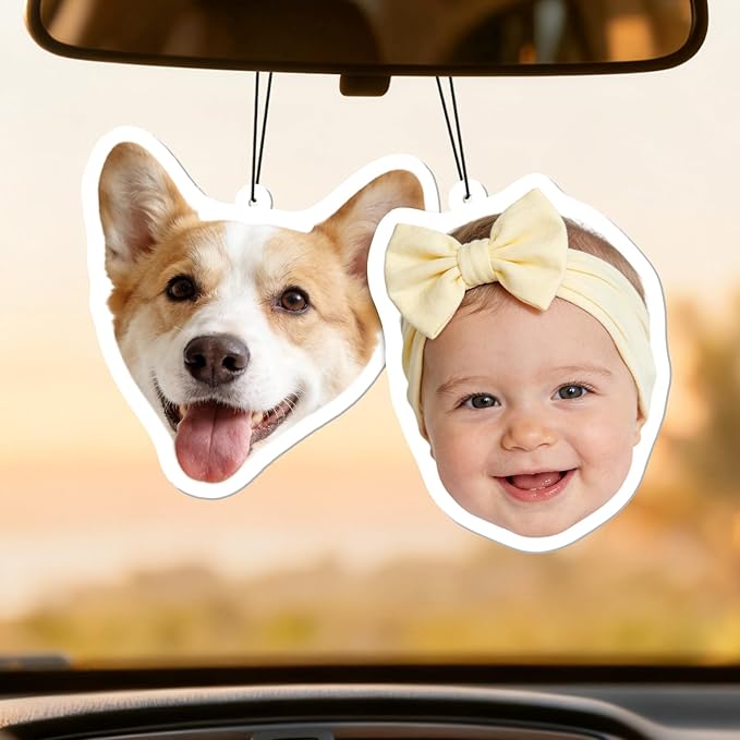 HINFKA Custom Air Fresheners with Picture, Personalized Double Sided Photo Air Freshener, Custom Hanging Air Freshener to Keep Your Memories Close (Irregular)