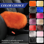 Andalus Brands Pure Australian Sheepskin Fluffy Car Center Console Cover, Luxurious Non-Shedding Furry Arm Rest Cover for Car, Versatile for All Seasons, Orange - (11.47" X 6.3")