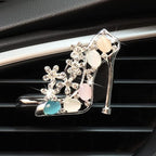 2 Pieces Crystal High Heel Shoe and Bag Air Vent Clips Rhinestone Car Air Freshener Clip Bling Pearl Car Clip Gift Decorations Charm Car Inter Air Vent Decor Accessories for Girls Women