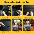 Dog Car Seat Booster for Small Pet Under 20lbs, Portable Travel Puppy Car Seat with Internal Steel Frame, Comfort Cushion & Storage Pockets, Adjustable Straps Fit Most Cars, Grey