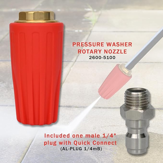 4.0 GPM 4.0 Orifice 2600-5100 PSI 360° Rotating nozzles Pressure Washer Turbo Nozzle plug with Quick Connect 1/4"