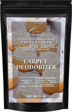 Lapew Vanilla Cream Carpet Deodorizer Powder - Pet Safe Freshener for Vacuuming | Scented Odor Eliminator for Home | 16 oz