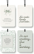 Green Christian Car Air Freshener 4 Pcs, Coquette Bow Floral Religious Hanging Air Freshener for Cars Closet Drawer Books, Cute Girly Christian Car Accessories Mirror Decor for Women
