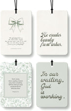 Green Christian Car Air Freshener 4 Pcs, Coquette Bow Floral Religious Hanging Air Freshener for Cars Closet Drawer Books, Cute Girly Christian Car Accessories Mirror Decor for Women