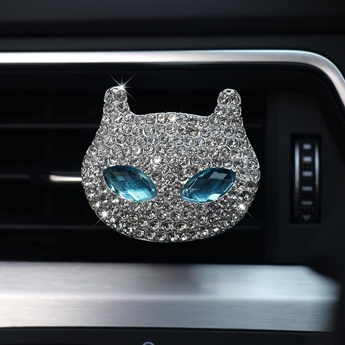 HungMieh 1PCS Bling Car Accessories for Women, Rhinestone Car Décor Interior, Car Charm Air Vent Clip with Pads for Fragrance (Panda)
