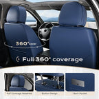 Coverado Car Seat Covers, Front Covers for Cars, Car Seat Cover Front Seats, Automotive Seat Cover, Waterproof, Leather Car Seat Cushion, Universal Interior Seat Protectors for Most Cars Blue-White