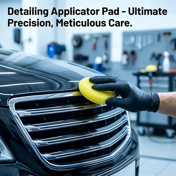 PSLER Foam Applicator Pads - Foam Car Wax Applicator Pad Detailing Round 4 inch Polishing Sponges for Car Wax Applicator Pad 12 Pack-Yellow