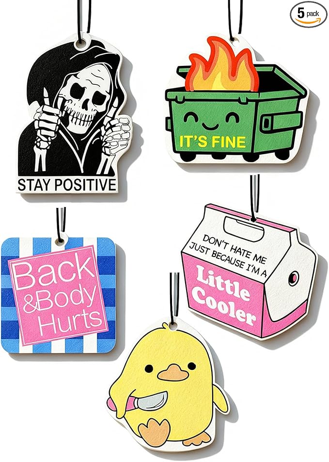 5pcs Funny Meme Car Air Freshener Automotive Accessories Car Interior Hanging Scents Mirror Decor for Men Women Teen Girls Adults Gag Gifts