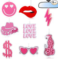 Tallew 8 Pcs Scented Pink Car Freshies Hanging Air Freshener Pink Car Freshener Slice Pendant Scented Diffuser for Interior Air Accessories Home Gift Supplies(Heart)