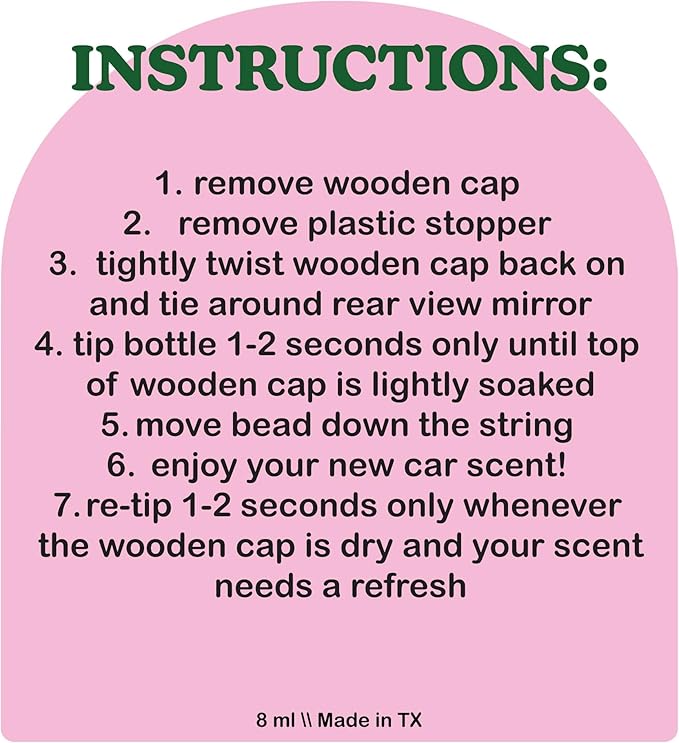 Cool Girl Candles COOLGIRLCANDLES Only You Car Hanging Fragrance Oil Diffuser Car Air Freshener for Essential Oils, Long Lasting Automobile Diffuser Bottle