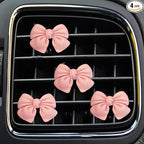 Bow Car Air Freshener Clips, 4 Pcs Cute Bow Car Air Vent Clip, Coquette Auto Air Conditioning Outlet Diffuser Perfume Clips, Interior Decoration, Auto Decor for Women Girls (Pink, 1.69in)