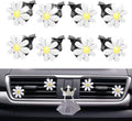 Daisy 8-Piece Car Accessory Set - Air Vent Clips, Cute Air Fresheners, Dashboard Clip, Car Diffuser Vent Clip & Mask Hook (White)