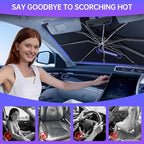 [2025 Upgraded] Windshield Sun Shade Umbrella - Foldable Car Sunshade for Jeep Wrangler/Gladiator, for Toyota 4Runner/Land Cruiser, Front Window Sun Shade UV Block & Heat Shield(Small-55"x23")