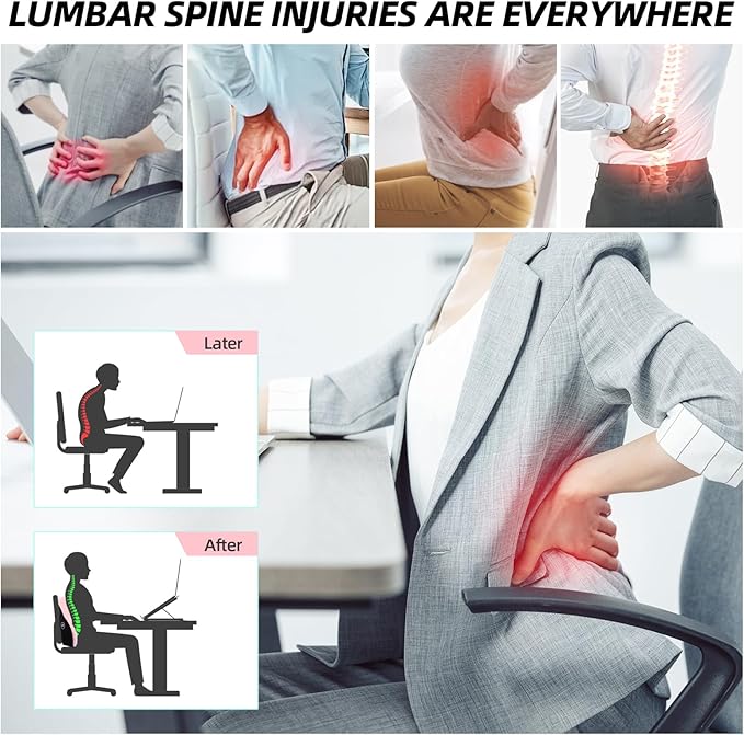LIQUN Memory Foam Seat Waist Pillow, for Office Chair, Car, Game Chair Lower Back Pain Relief and Improve Posture Lumbar Support Pillow, (Pink)