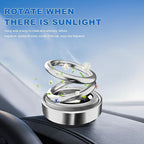Solar Rotating Car Air Freshener, Solar Energy Refillable Car Dashboard Aromatherapy Ornament, Double Ring Fragrance Diffuser Decorative Accessories for Vehicle Home Office (Silver)
