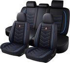 Full Set Seat Cover for Toyota Highlander 2001-2025, Waterproof Durable Premium Leather Car Seat Protector, Comfortable Anti-Slip Stylish Sport Seat Cover(5 Seats Standard,Black Blue)