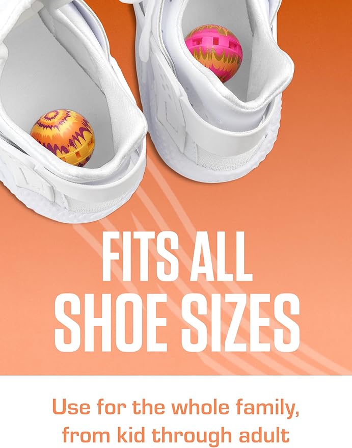 Sneaker Ball Shoe Odor Eliminator & Remover - Fresh, Clean Scent Blocks Odors - Twist-to-Activate - Compact & Durable - Fun, Colorful Designs - Ideal for Shoes, Gym Bags, Lockers, Pickleball, 6 Pack