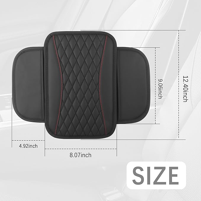 Patchwork Leather Center Console Covers for Cars,Upgraded Arm Rest Cover for Car with Side Storage Pocket for Car Seat Organizer,Middle Console Cover Stylish Car Decoration (Black)