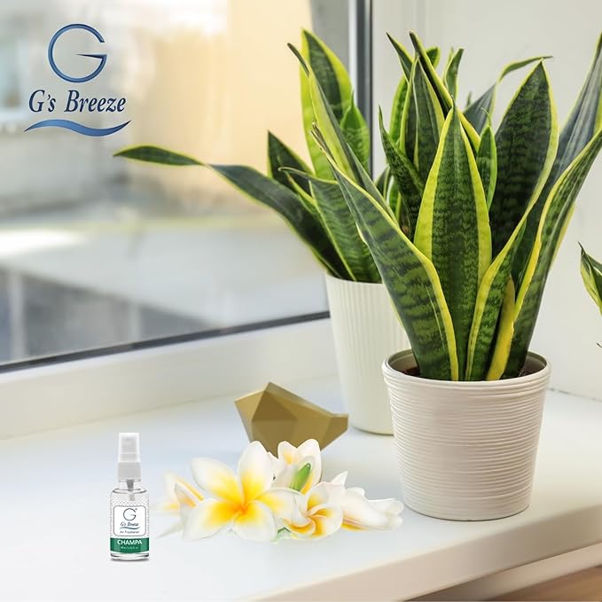 G's Breeze Champa Air Freshener - Captivating Floral Aroma Inspired by Champa Flower - Long-Lasting Fragrance - Relaxing Scent for Home, Office & Car - Refreshing & Tranquil Atmosphere for Relaxation