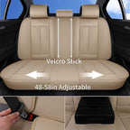Coverado Universal Seat Covers Full Set, 5 Seats Universal Seat Covers for Cars, Waterproof NAPPA Leather Car Seat Covers with Head Pillow, Seat Protectors Fit for Most Sedans SUV Pick-up Truck, Beige