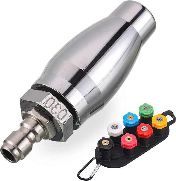 JOEJET Turbo Nozzle for Pressure Washer, Rotating Pressure Washer Nozzle with 1/4" Quick Connect, 7 Nozzle Tips with Holder, 3600 PSI