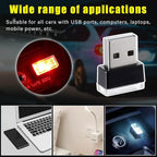 Augeny 4 PCS USB LED Car Interior Atmosphere Lamp, Plug-in USB Decor Night Light, Portable Auto Ambient Lighting Kit, Universal Vehicle Interior Accessories for Most Cars (White+Red+Blue+Ice Blue)