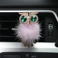 HungMieh 1PCS Bling Car Accessories for Women, Rhinestone Car Décor Interior, Car Charm Air Vent Clip with Pads for Fragrance (Owl Purple))