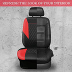 CAR PASS Red Leather Seat Covers Full Set-Universal Quilting Pretty Girly Car Seat Cover with 5mm Composite Sponge Inside,Airbag Compatible, Waterproof Delux Fit for Most Sedan,SUV,Cars (Full Set,Red)